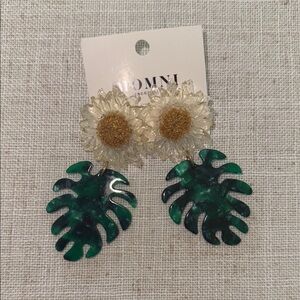 Floral and Monstera Leaf Statement Earrings